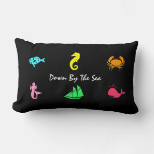 Ocean Glow_nautical themed_aquarium style Lumbar Pillow