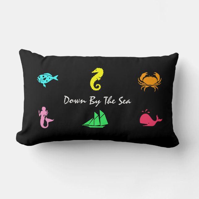 Ocean Glow_nautical themed_aquarium style Lumbar Pillow (Front)