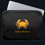 Ocean Glow_Orange on Black Crab_personalized Laptop Sleeve<br><div class="desc">Show off your crush on crusty crustaceans with our eye-catching, Ocean Glow, maritime icons, fully-customizable Orange on Black Crab Crab super stylish, travel-friendly, 100% neoprene laptop sleeve. To personalize it, just add your name in the available template field, and you're done. If you're feeling creative, you can also change the...</div>