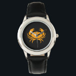 Ocean Glow_Orange-on-Black Crab Watch<br><div class="desc">Show off your crush on crustaceans with our Ocean Glow, maritime icons, orange-on-black Crab wrist watch. For additional designing options, like changing the size, position, colour, and, even the number of crabs, along with the background colour, just click "Customize it, " and let the fun begin!</div>