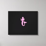 Ocean Glow_Pink-on-Black Mermaid Canvas Print<br><div class="desc">If you're feeling creative, you can also change the size, placement, colour, and even the number of mermaids. Just click "Customize it" and let the fun begin! Using the design tool options above to your right it's easy to select an ideal "size" for your canvas wrap, then choose your "frame...</div>