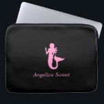 Ocean Glow_Pink-on-Black Mermaid_personalized Laptop Sleeve<br><div class="desc">Show off your love for the ocean and all its undersea majesty with our Ocean Glow, maritime icons, pink-on-black Mermaid super stylish, travel-friendly, 100% neoprene laptop sleeve. To personalize it, you add your name in the available template field, and you're done. If you're feeling creative, you can also change the...</div>