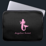 Ocean Glow_Pink-on-Black Mermaid_personalized Laptop Sleeve<br><div class="desc">Show off your love for the ocean and all its undersea majesty with our Ocean Glow, maritime icons, pink-on-black Mermaid super stylish, travel-friendly, 100% neoprene laptop sleeve. To personalize it, you add your name in the available template field, and you're done. If you're feeling creative, you can also change the...</div>