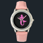 Ocean Glow_Pink-on-Black Mermaid Watch<br><div class="desc">Display your love for the ocean and all its undersea majesty with our Ocean Glow, maritime icons, pink-on-black Mermaid wrist watch. For additional designing options, just click "Customize it" and away you go!</div>