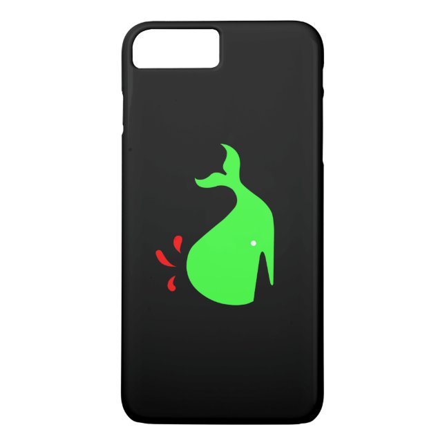Ocean Glow_Spouty Whale_Bright Green, Red on black Case-Mate iPhone Case (Back)