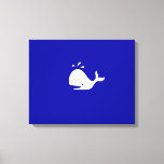 Ocean Glow_White-on-Blue Whale Canvas Print<br><div class="desc">If you're feeling creative, you can change the size and position of whale, or the background colour. Just click "Customize it" and let the fun begin! Using the design tool options above to your right it's easy to select an ideal "size" for your canvas wrap, then choose your "frame thickness,...</div>