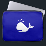 Ocean Glow_White-on-Blue Whale Laptop Sleeve<br><div class="desc">It's no fluke! If you're feeling creative,  you can change the size and position of whale,  or the background colour.  Just click "Customize it" and let the fun begin!</div>