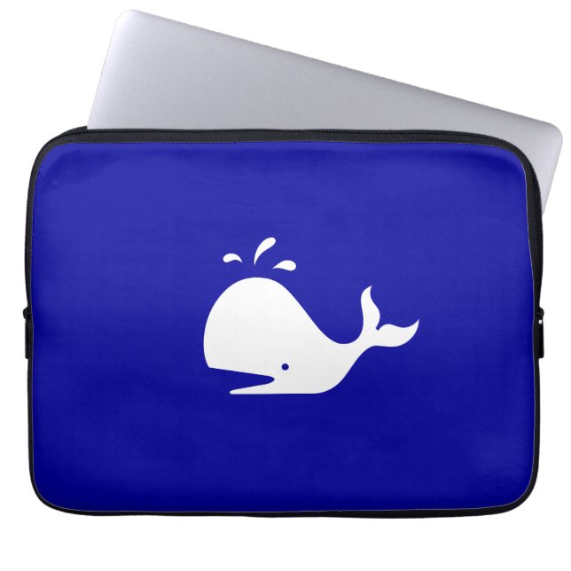 Ocean Glow_White-on-Blue Whale Laptop Sleeve (Front)