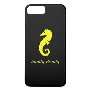 Ocean Glow_Yellow-on-Black Seahorse_personalized iPhone 8 Plus/7 Plus Case