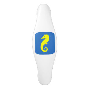 Ocean Glow_Yellow on Blue Seahorse Ceramic Cabinet Pull