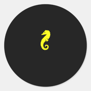 Ocean Glow_Yellow Seahorse Classic Round Sticker