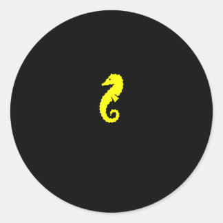 Ocean Glow_Yellow Seahorse Classic Round Sticker