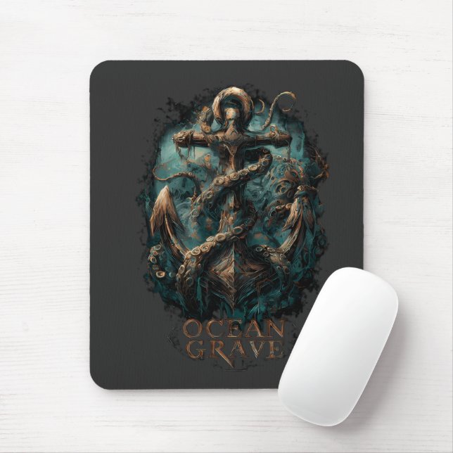 Ocean Grave Kraken Anchor Dark Fantasy Mouse Pad (With Mouse)