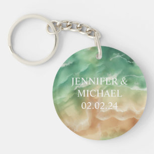 Ocean Green Beach Sand Summer Season Keychain