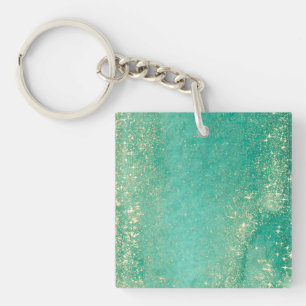 Ocean green golden marble  keychain