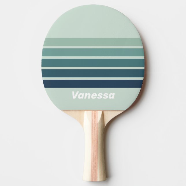 Ocean Green Nostalgic Across Striping with Name Ping Pong Paddle (Front)