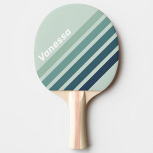 Ocean Green Nostalgic Angled Striping with Name Ping Pong Paddle