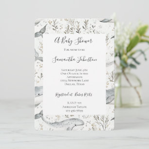 Ocean Grey Whales Baby Shower Invitation