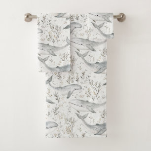 Ocean Grey Whales Bath Towel Set