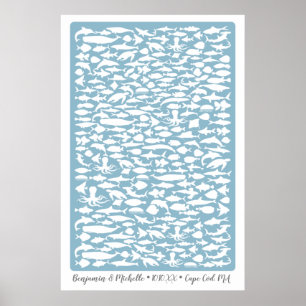 Ocean Guest Book Poster - 250 Spaces