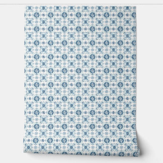 Ocean Harmony Tiles Mini Soft Teal, White Coastal Wallpaper
