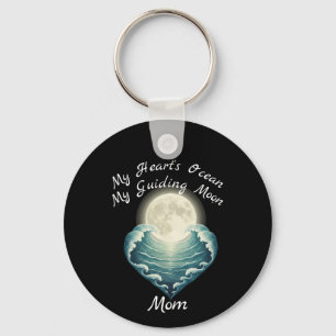 Ocean Heart Guiding Moon Mom Keychain