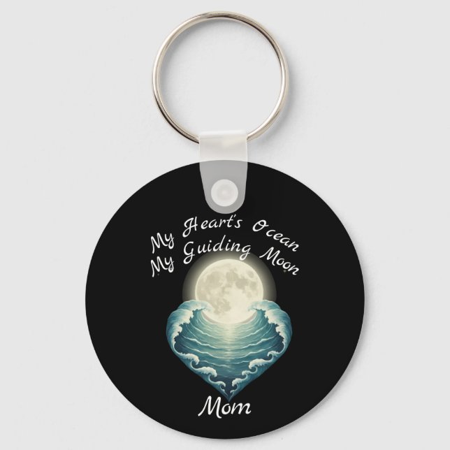 Ocean Heart Guiding Moon Mom Keychain (Front)