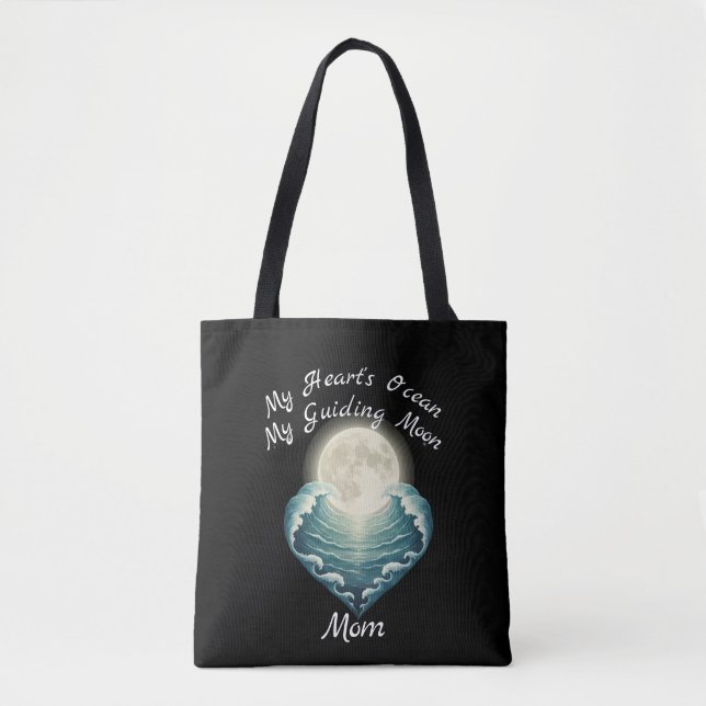 Ocean Heart Guiding Moon Mom Tote Bag (Front)