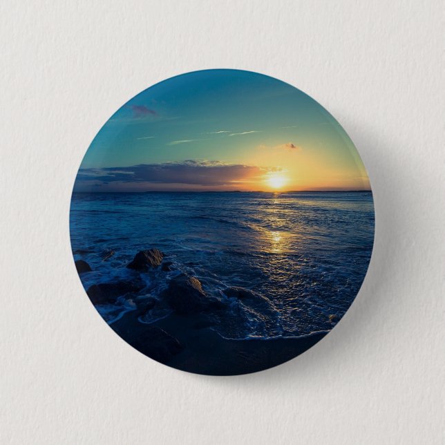 Ocean Horizon Sunset 2 Inch Round Button (Front)