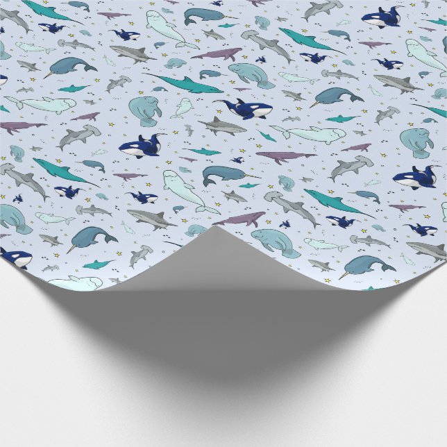 Ocean in Blue Wrapping Paper (Corner)