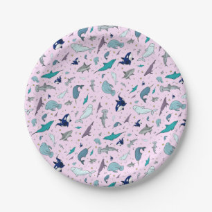 Ocean in Pink Paper Plate