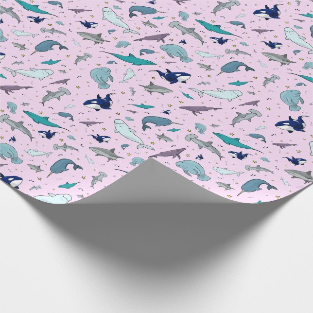 Ocean in Pink Wrapping Paper (Corner)