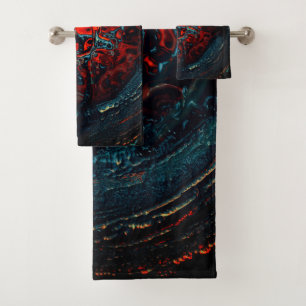 Ocean Inferno Red Glow Bath Towel Set