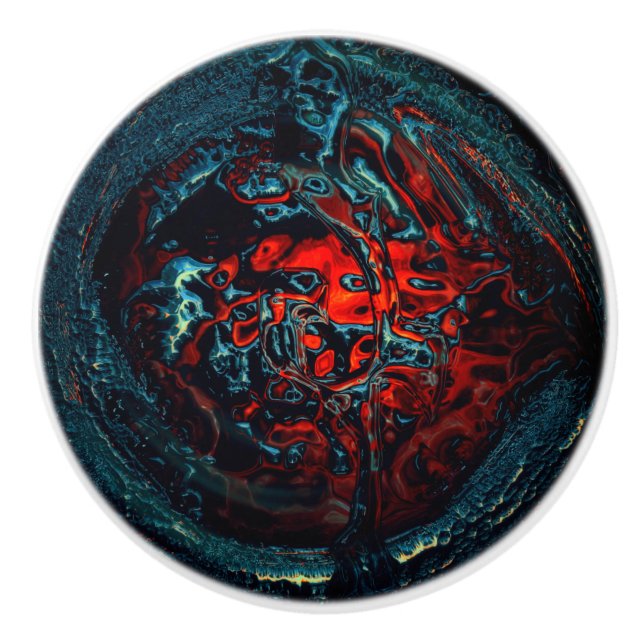 Ocean Inferno Red Glow Ceramic Knob (Front)