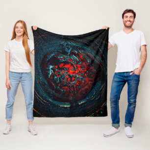 Ocean Inferno Red Glow Fleece Blanket