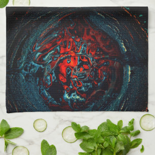 Ocean Inferno Red Glow Kitchen Towel
