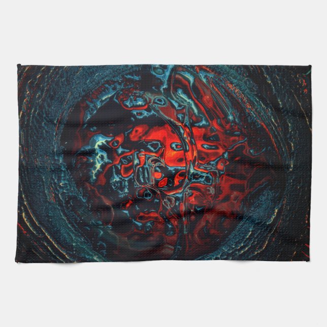 Ocean Inferno Red Glow Kitchen Towel (Horizontal)