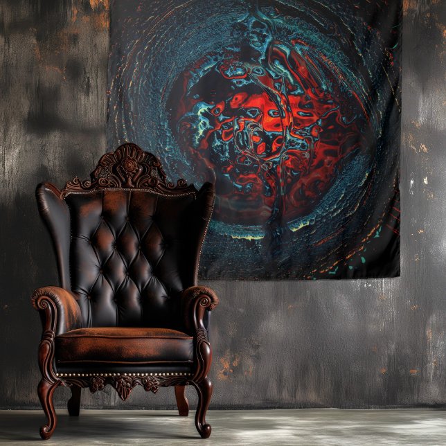 Ocean Inferno Red Glow Tapestry (Creator Uploaded)