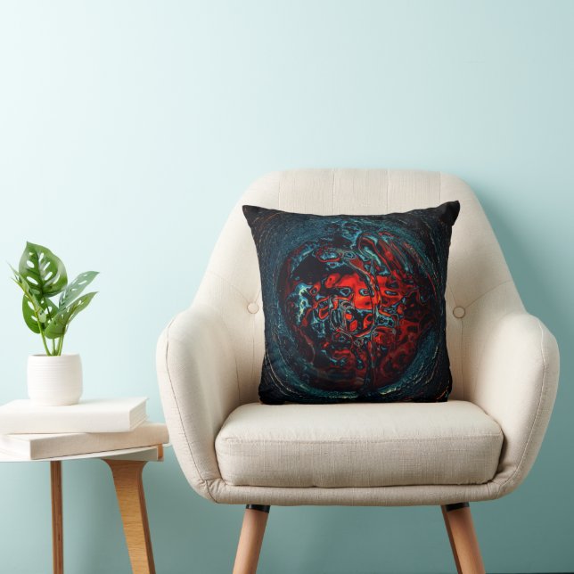 Ocean Inferno Red Glow Throw Pillow (Chair)