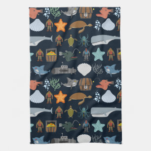 Ocean Inhabitants Pattern 1 Kitchen Towel