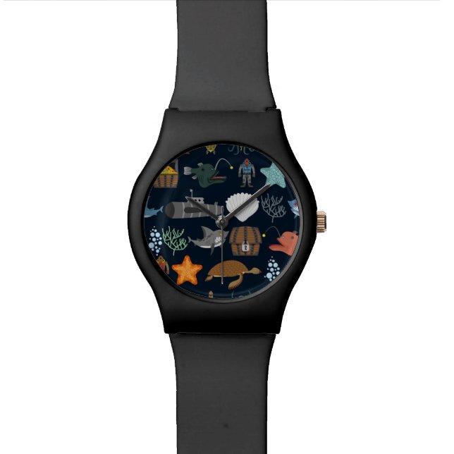 Ocean Inhabitants Pattern 1 Watch (Close Up)
