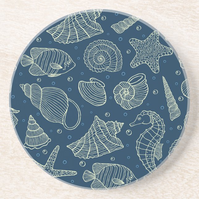 Ocean Inhabitants Pattern 2 Coaster (Front)