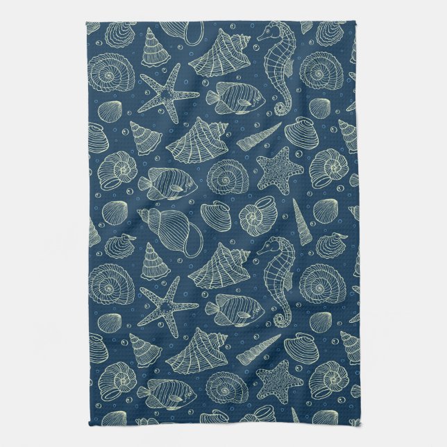 Ocean Inhabitants Pattern 2 Kitchen Towel (Vertical)
