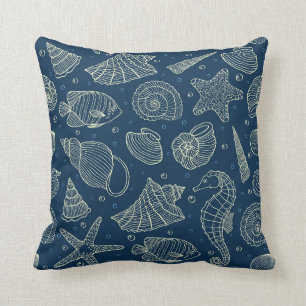 Ocean Inhabitants Pattern 2 Throw Pillow