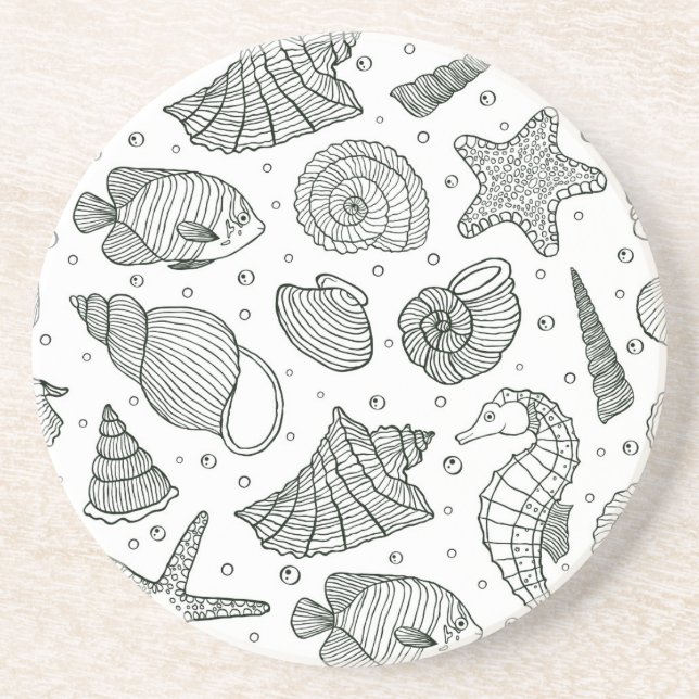 Ocean Inhabitants Pattern 3 Coaster (Front)