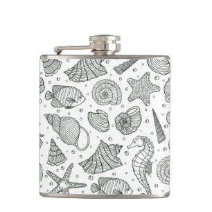 Ocean Inhabitants Pattern 3 Hip Flask