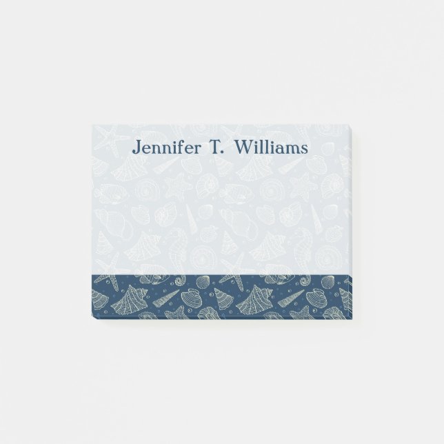 Ocean Inhabitants Pattern | Add Your Name Post-it Notes (Front)
