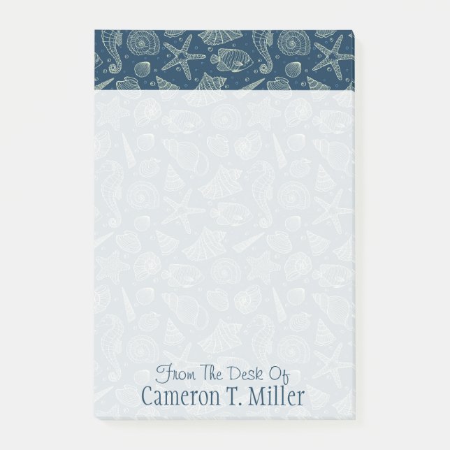 Ocean Inhabitants Pattern | Add Your Name Post-it Notes (Front)