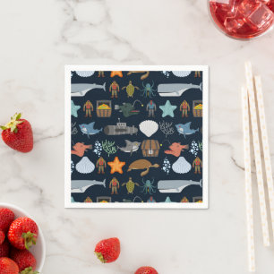 Ocean Inhabitants Pattern Napkin