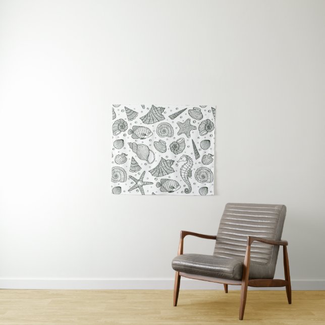 Ocean Inhabitants Pattern Tapestry (In Situ (Horizontal))
